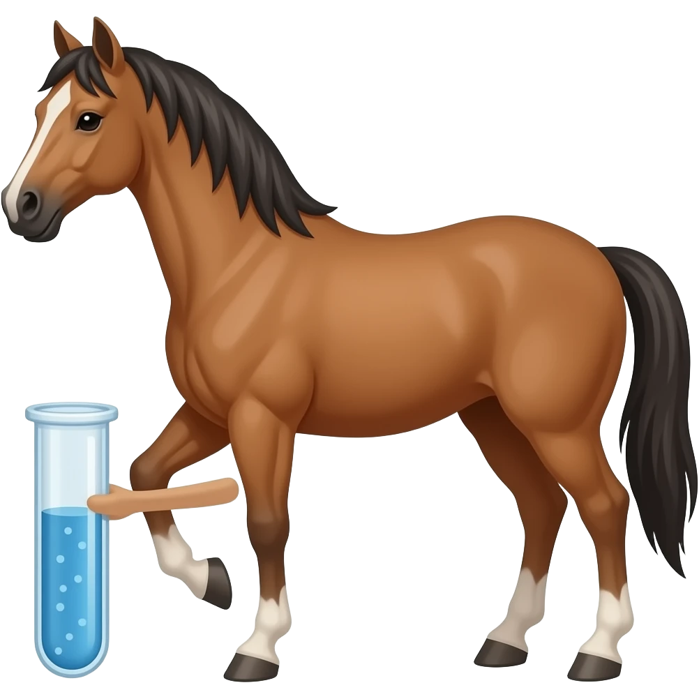 Test tube with legs on a horse emoji