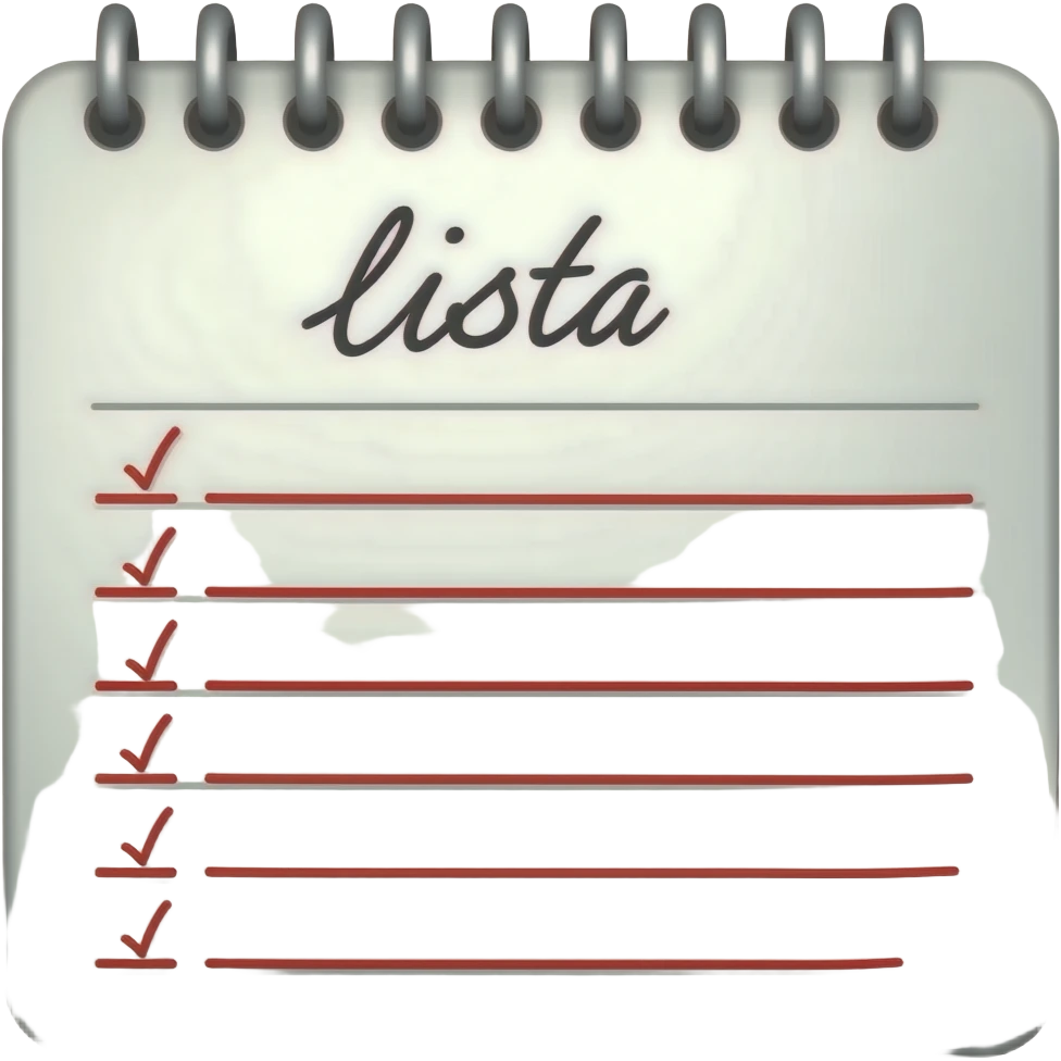 Emoji de un cuaderno que diga lista y que tenga varias líneas subrayadas en rojo emoji