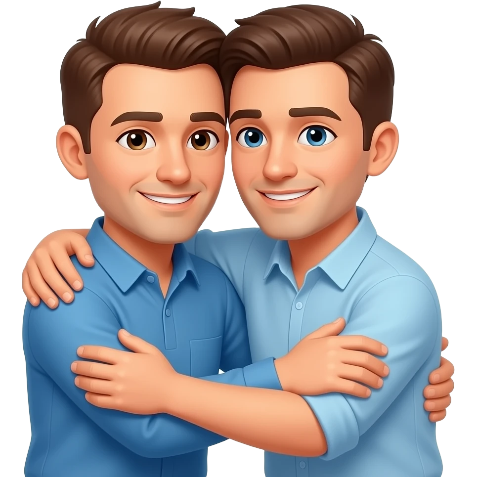 Two men are comforting and hugging each other emoji