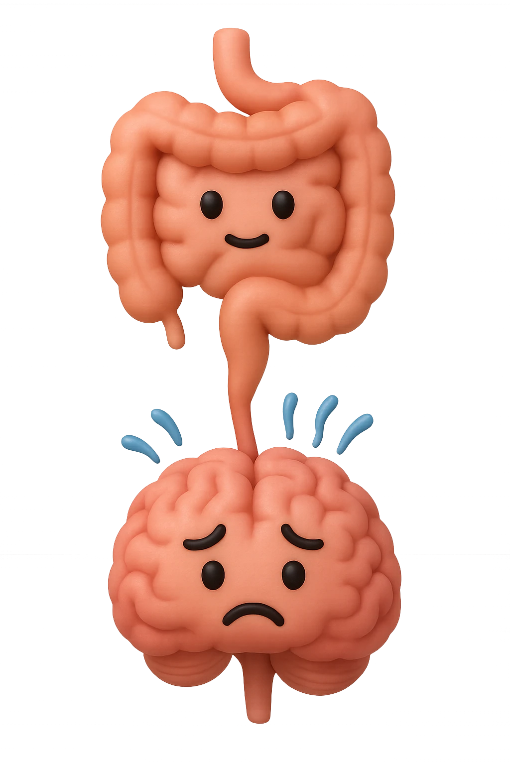 emoji 3d stile iphone di intestino e cervello stressato collegati verticalmente 3d emoji