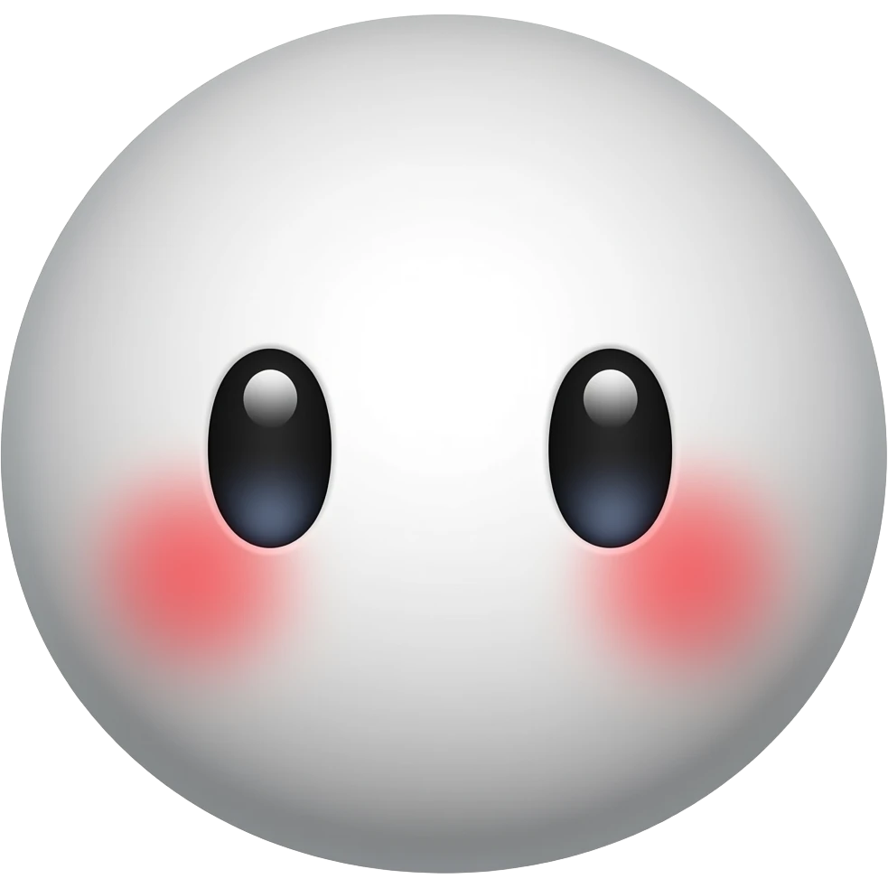 높은 색상 출력.  흰 색 얼굴의 붉은색 홍조를 하고 있는 귀여운 만화 입체적 이모티콘 emoji