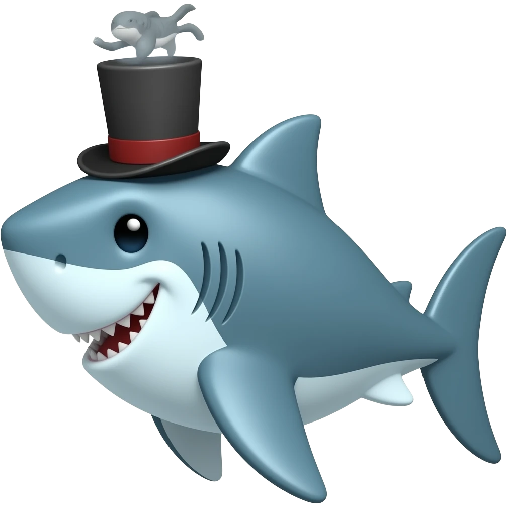 Shark with a top hat emoji