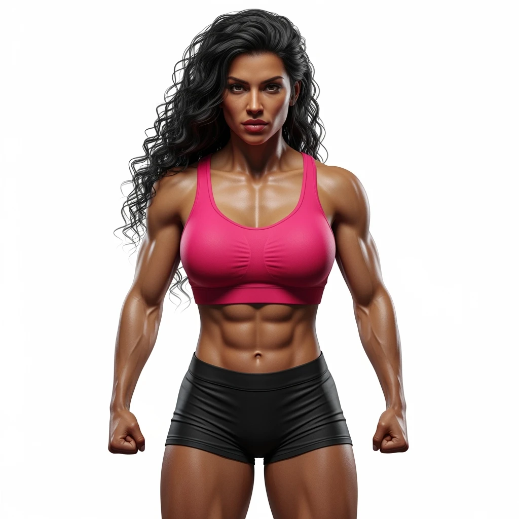 DONNA FITNESS IN FORMA, POSA FRONTALE IPERREALISTICA 4K, SENZA SFONDO emoji
