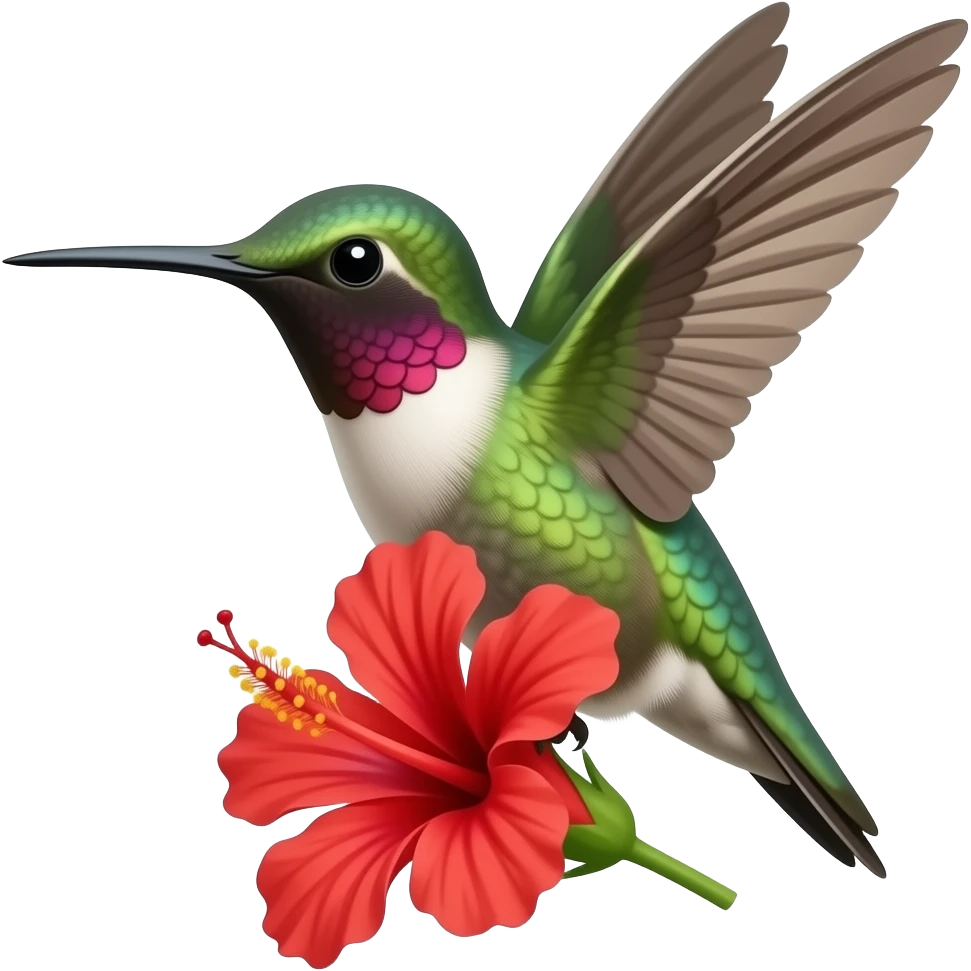 Hummingbird at red flower emoji