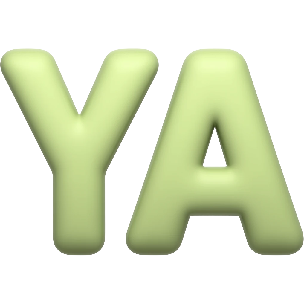 soft YA letters in a bright single color emoji
