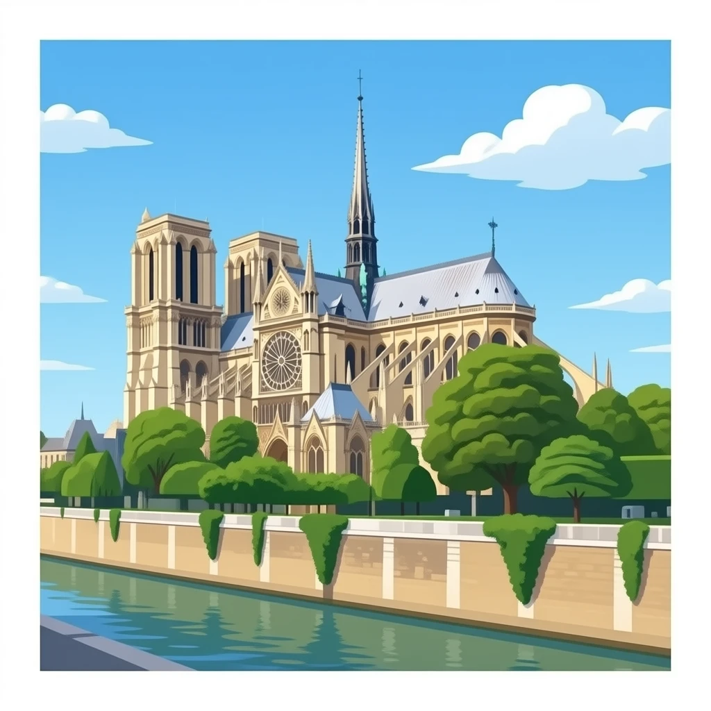 Notre-Dame de Paris romantic realistic paysage emoji