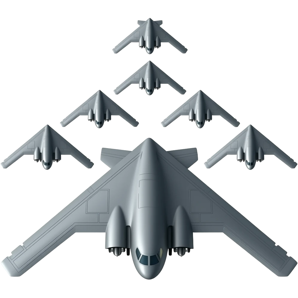 Make a b-2 bomber formation from below emoji