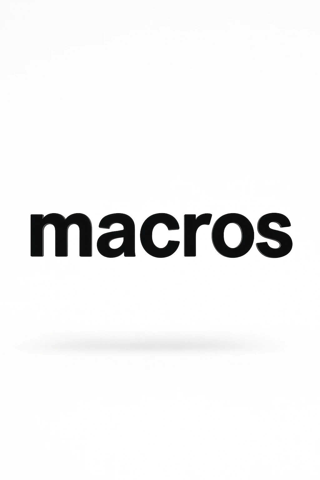 le parole "macros" fluttuano in aria, sfondo bianco emoji