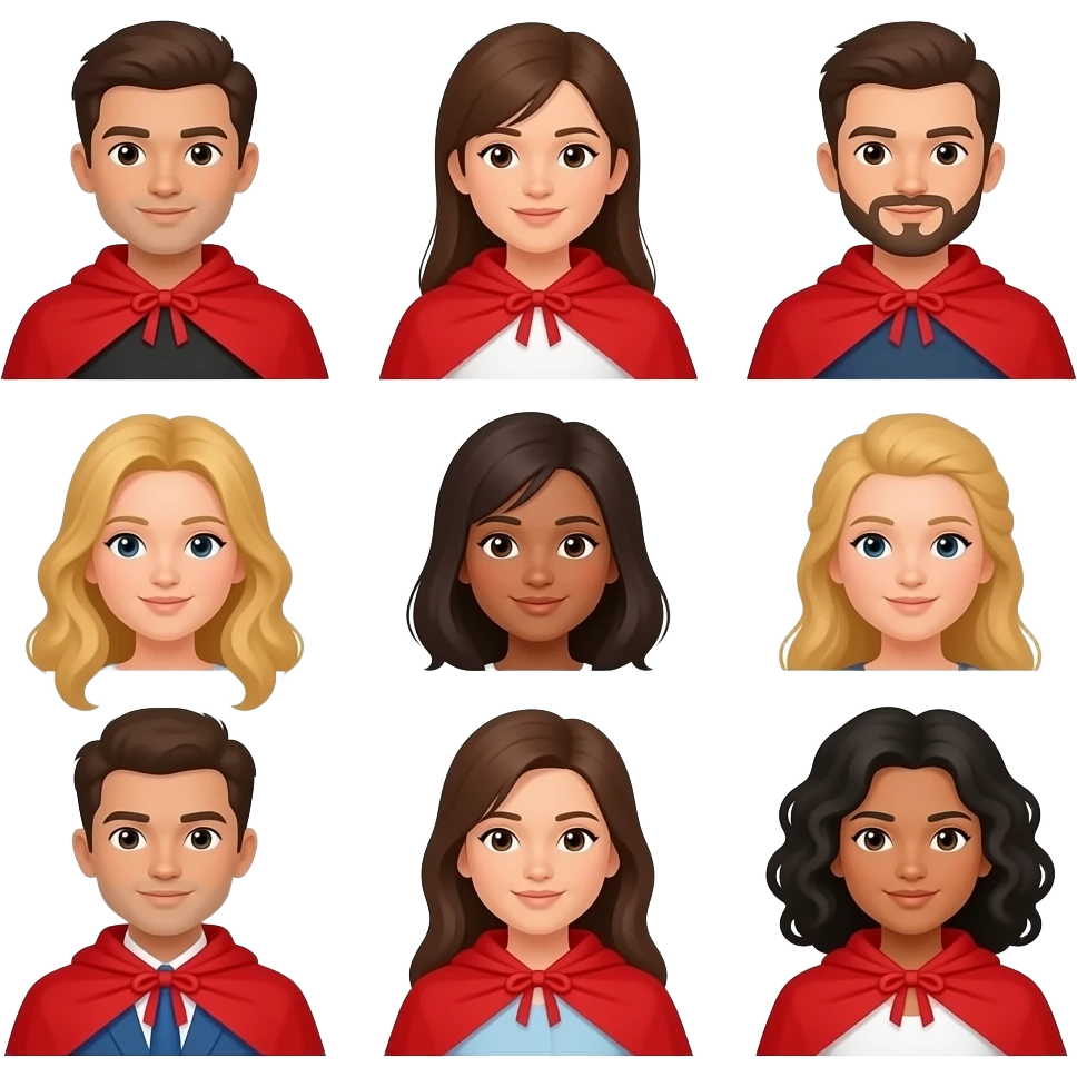 people with red cape emoji