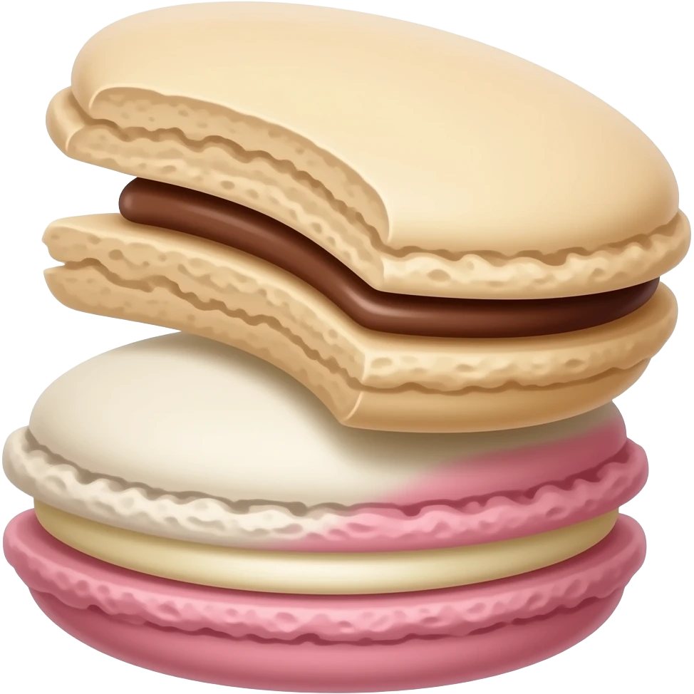 Macarons empilhados e um deles está mordido emoji