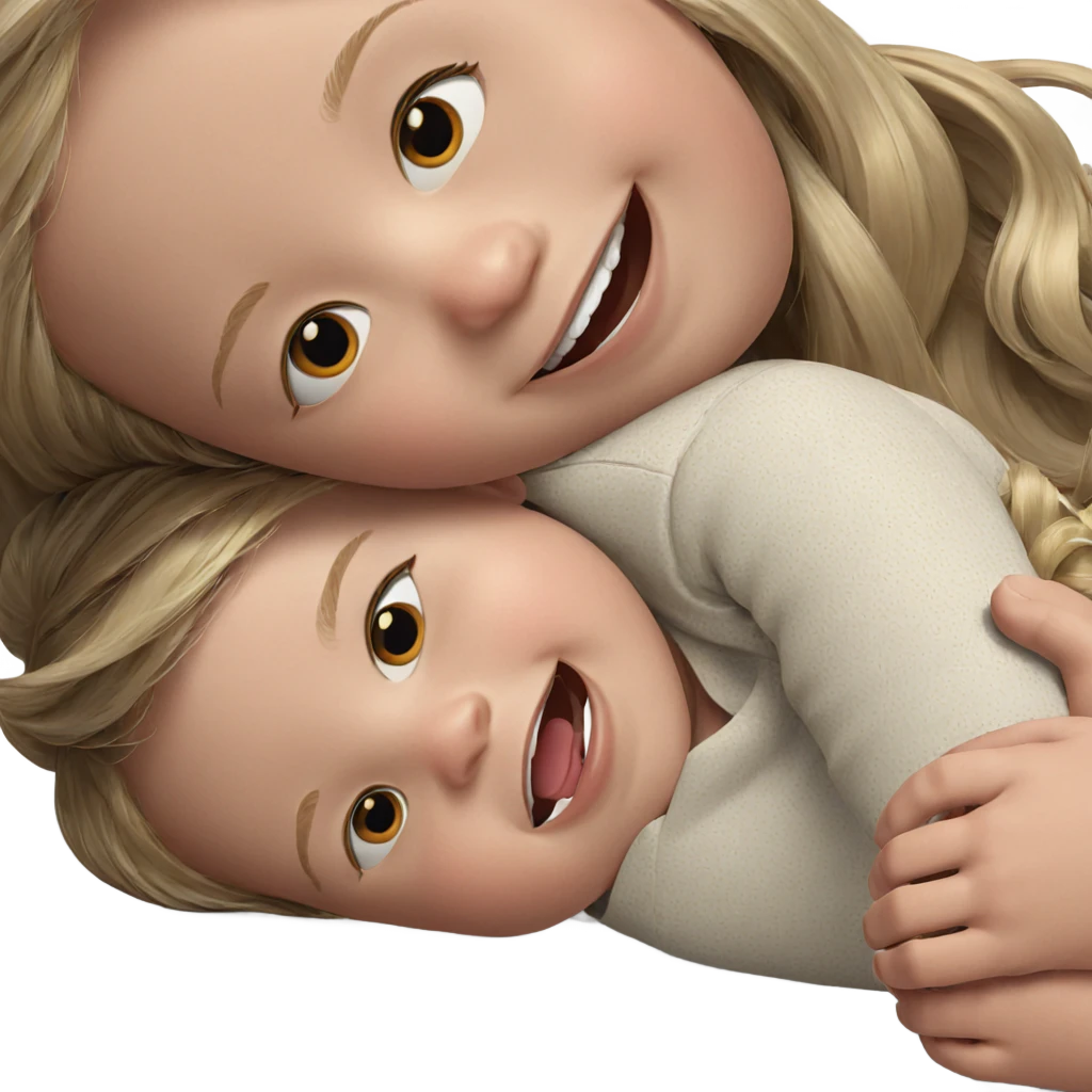 blonde siblings sharing a smile emoji