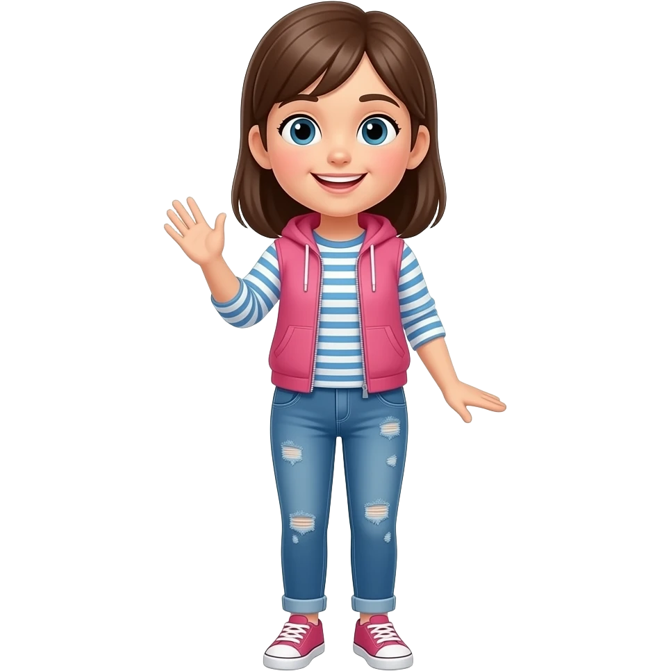 niña diciendo hola todo cuerpo emoji