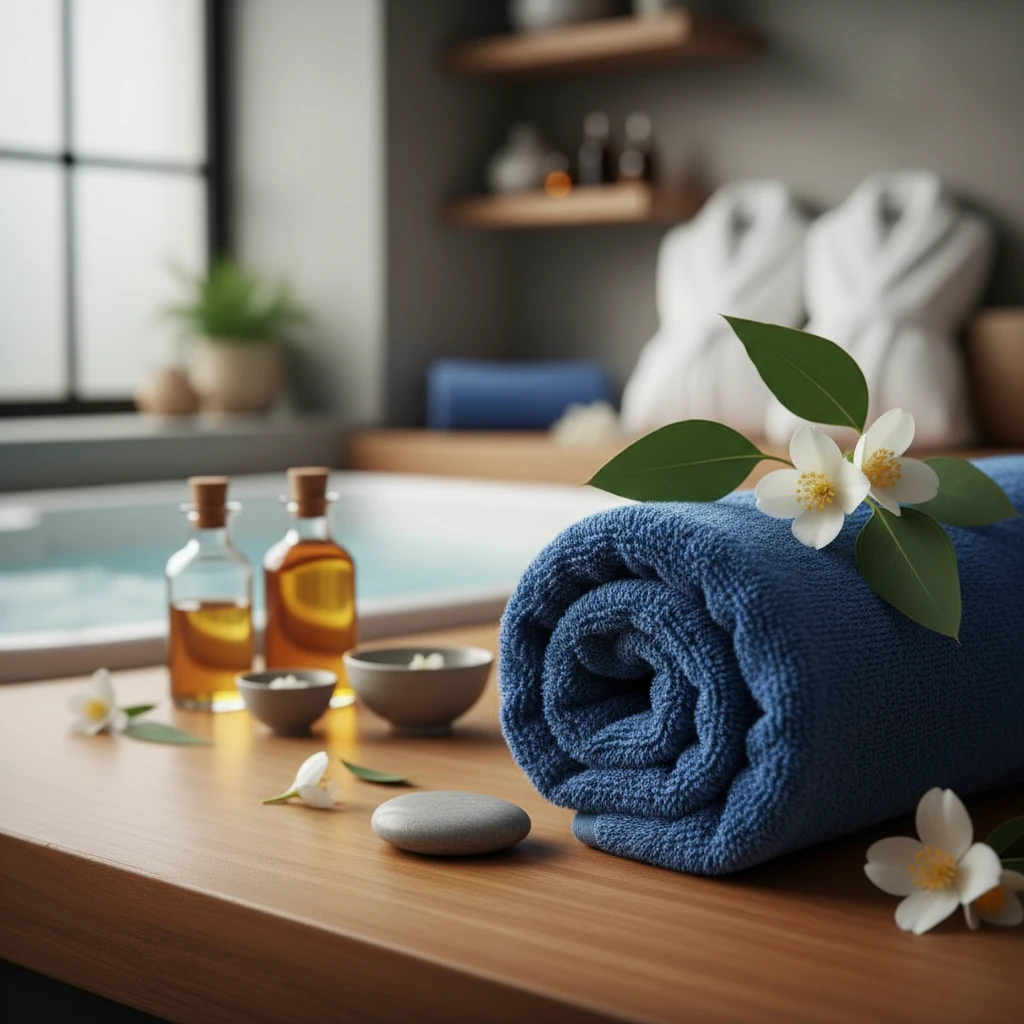 create an image of a blue towel for a spa salon emoji