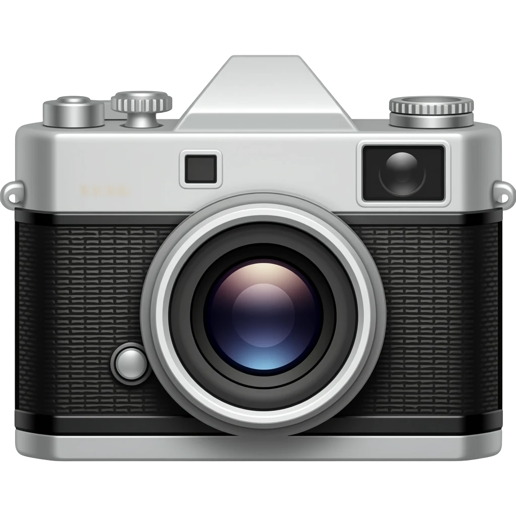 composition of make-up accessories with vintage photo-camera emoji