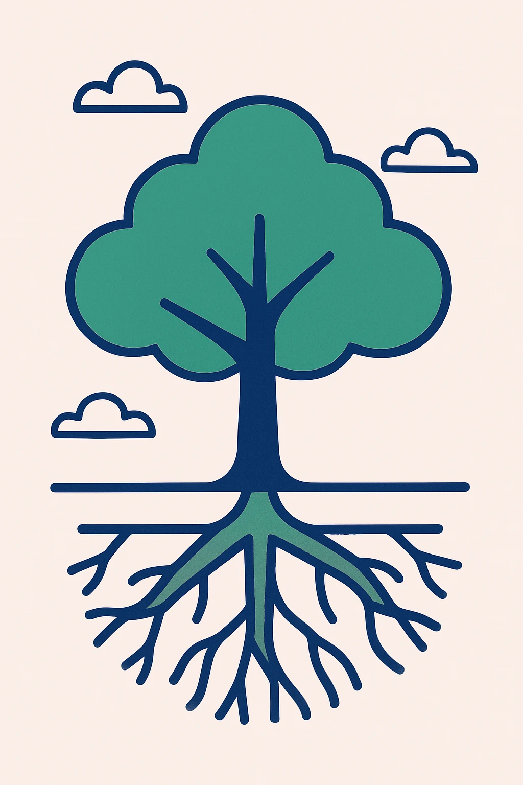 green tree with roots symbolizing ecology, clean modern style emoji