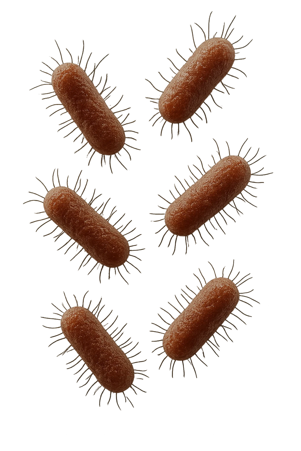 6 batteri intestinali fluttuano in aria, IPERREALISTICO 4K emoji
