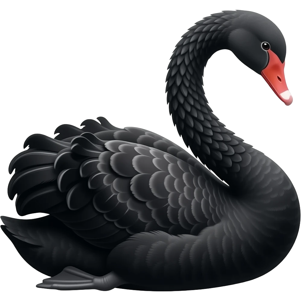 black coloured sitting swan without seeing legs and it's wings should be folded at ease position emoji