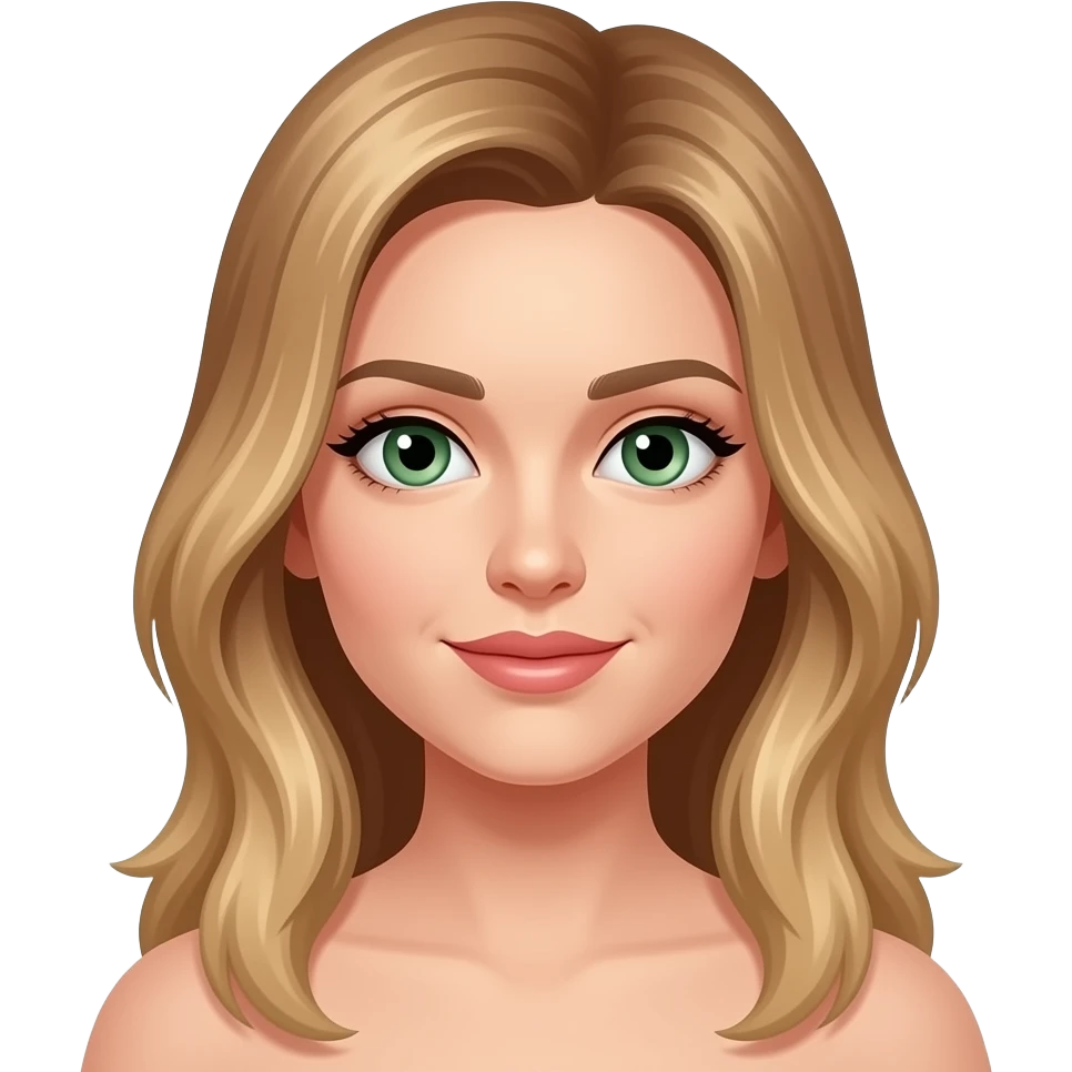woman with long light brown hair with blond highlights green eyes emoji straight hair emoji