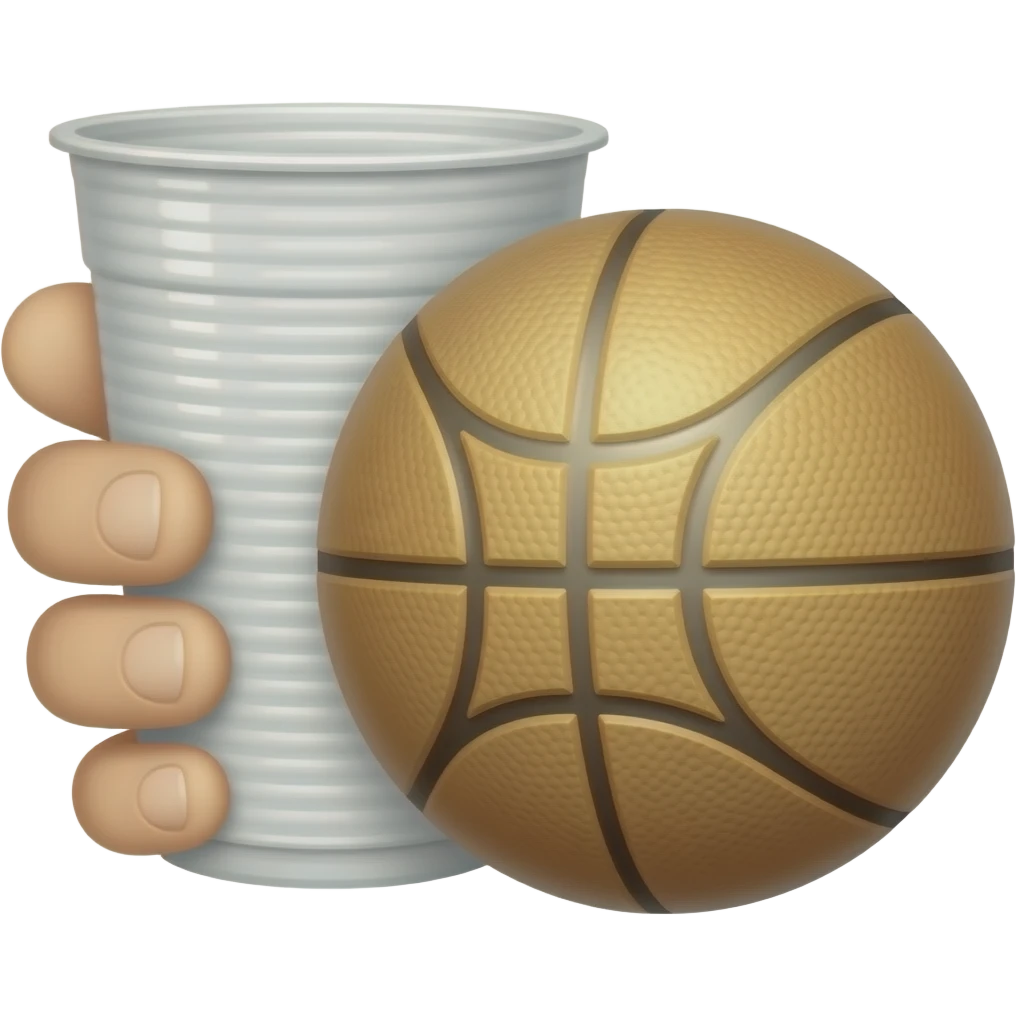 Realistic dodgeball ball with a plastic cup in hand emoji