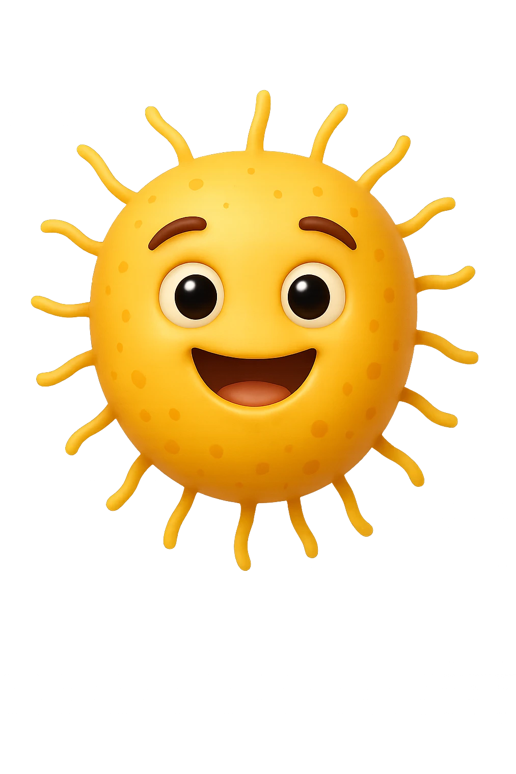 EMOJI STILE IPHONE DI BATTERI INTESTINALI FELICI CHE FLUTTUANO IN ARIA IPERREALISTICO 4K emoji