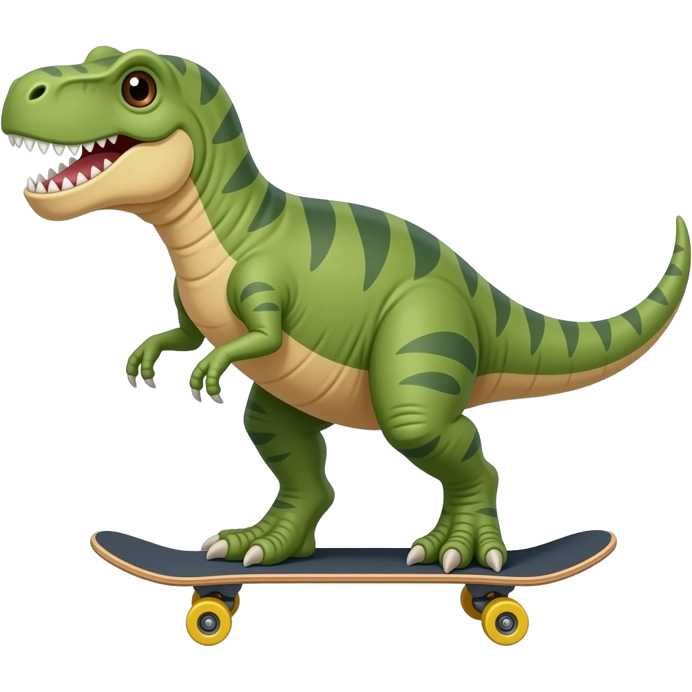 Dinosaur on a skateboard emoji