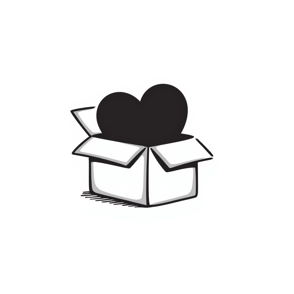 a heart inside a box, hand drawn doodle style emoji