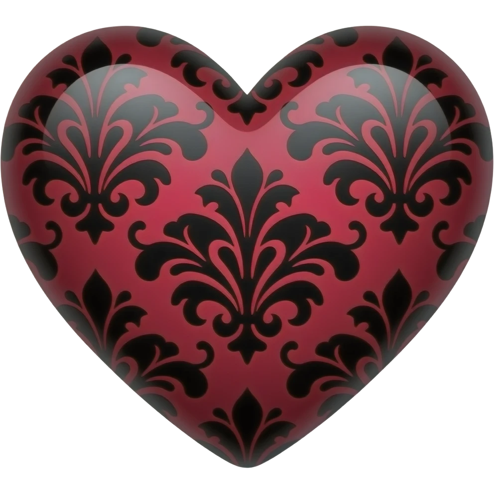 Vermillion Gothic emo edgy cool Heart with black damask pattern emoji