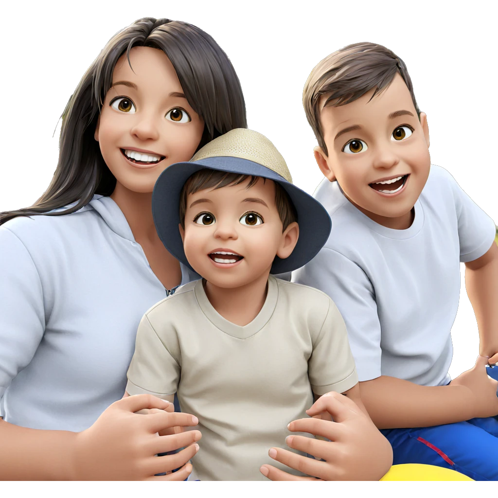 smiling girl with boys outdoors emoji