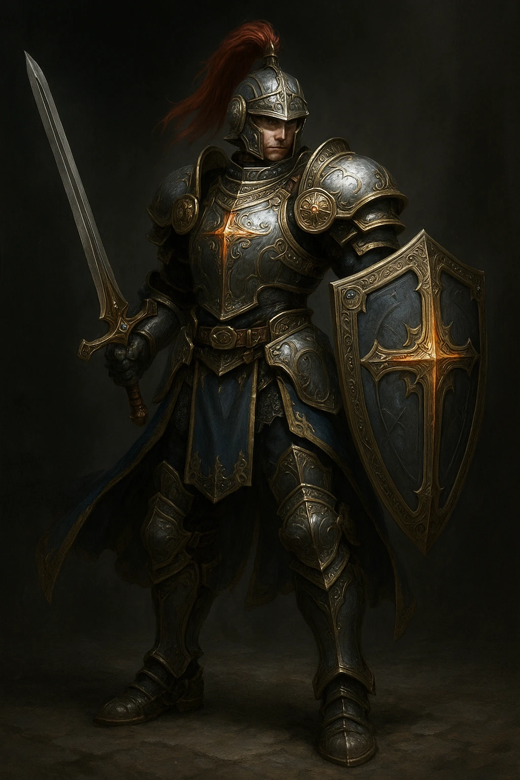 Final Fantasy XI Paladin, full armor, sword and shield, heroic pose, detailed, fantasy game style emoji