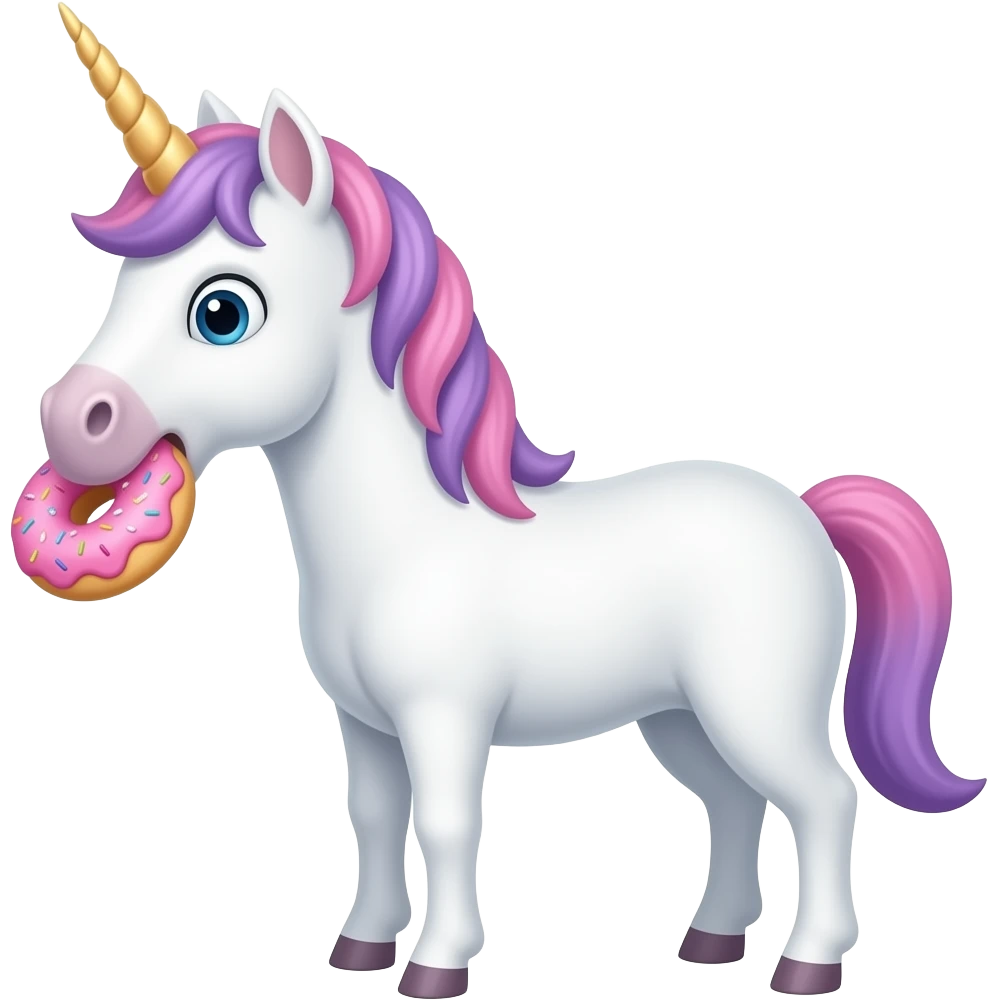 unicorn eating a pink donut emoji