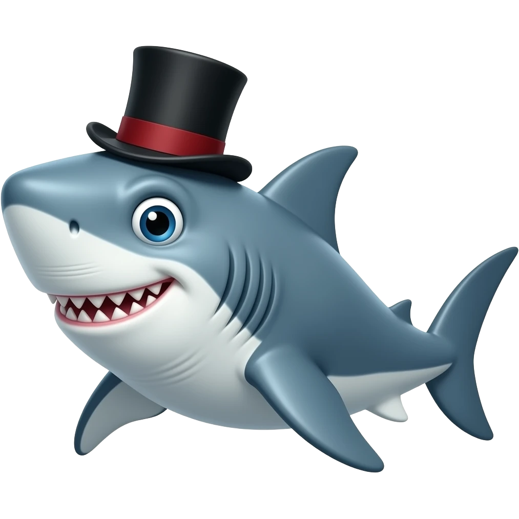 Shark with a top hat emoji