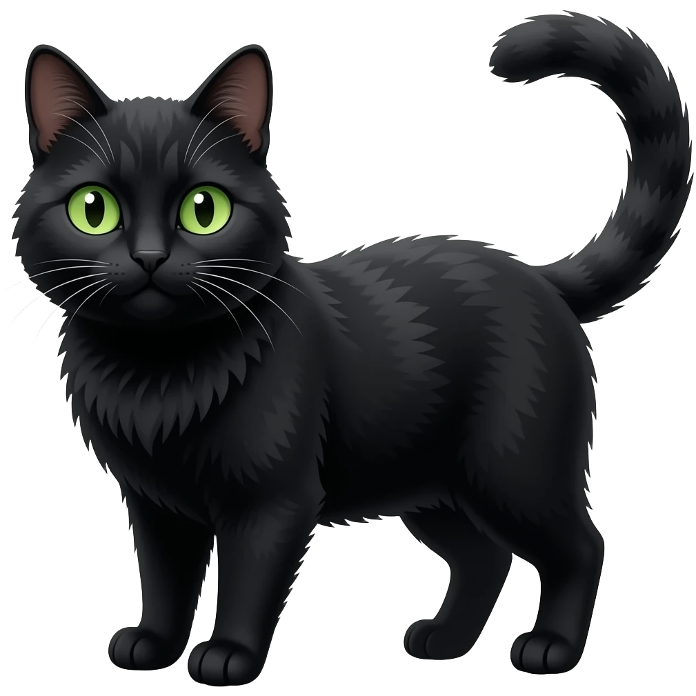 Un  très gros chat noir aux yeux verts emoji