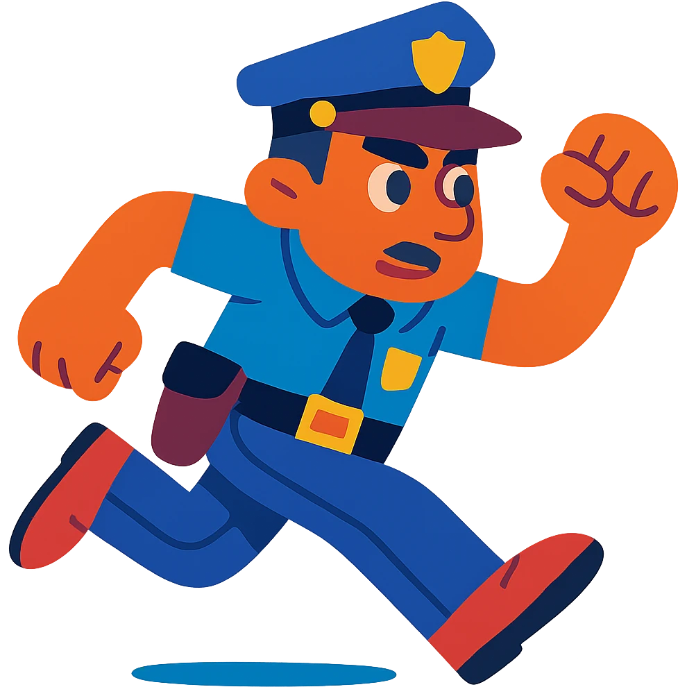 running police officer, vibrant toon style, creative and colorful emoji