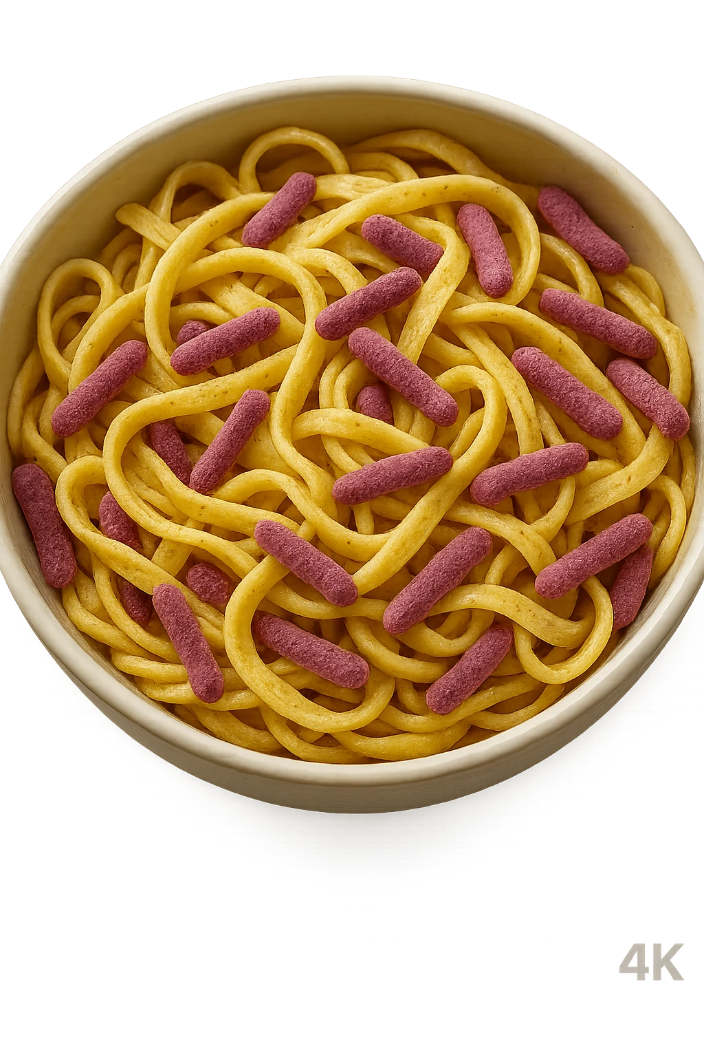 BOWL DI PASTA CON BATTERI INTESTINALI DENTRO, iperrealistico 4k emoji