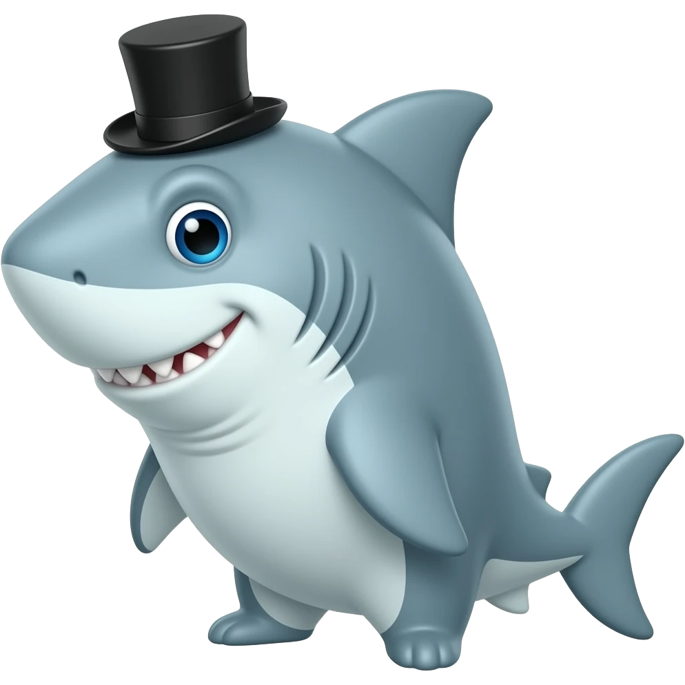 Shark with a top hat emoji