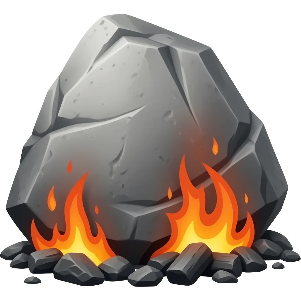 dying extinguished charcoal rock with dying embers emoji