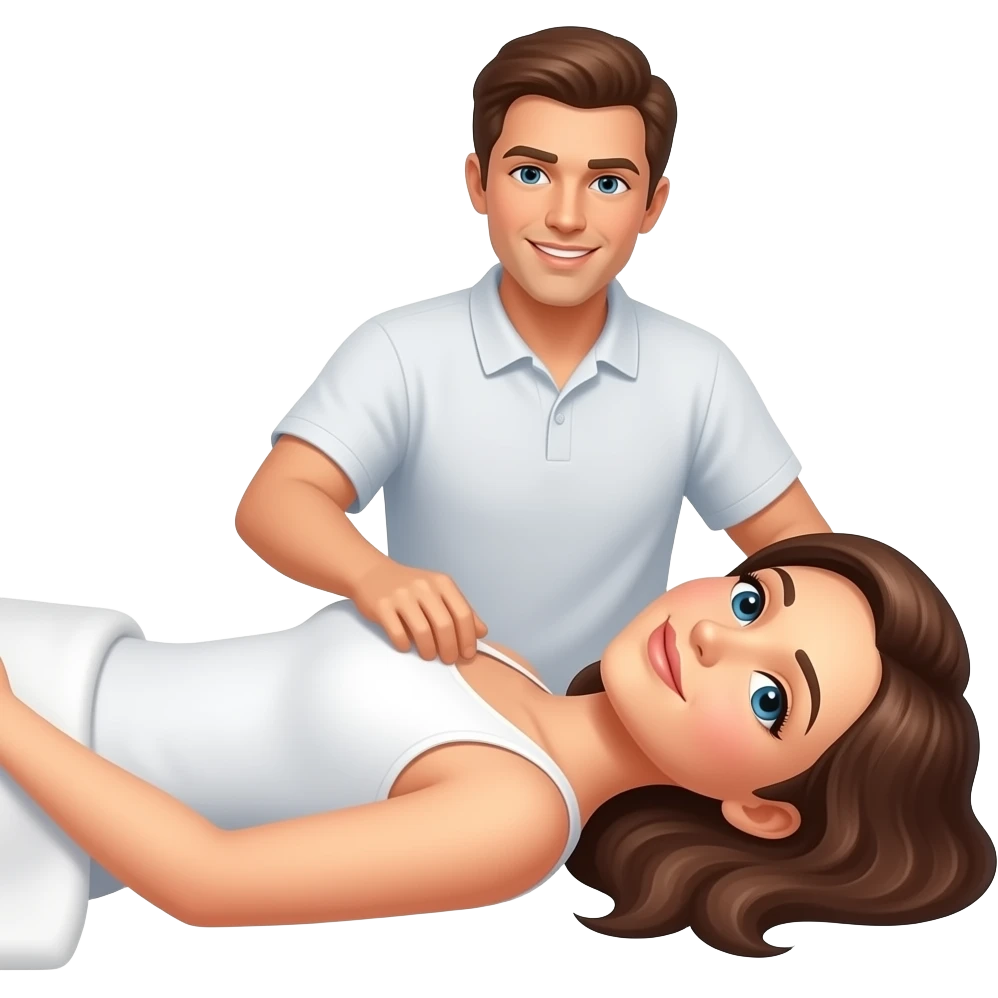 Me massaging the front back to woman which is lay down emoji