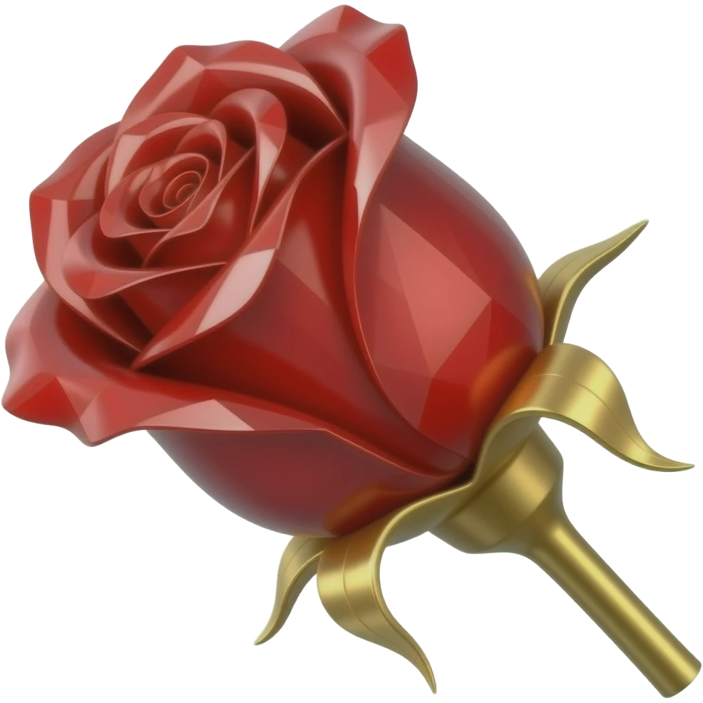 Red crystal rose with gold stem emoji