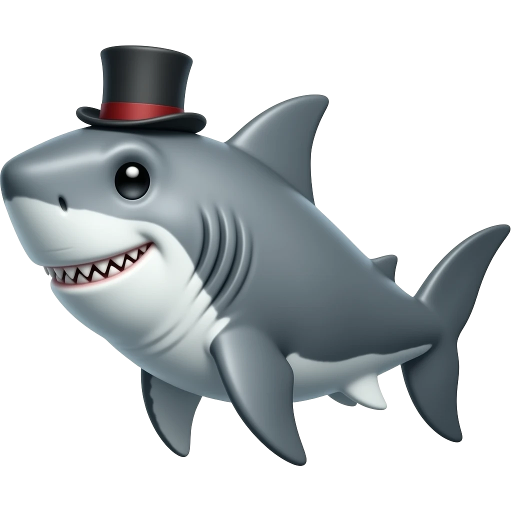 Shark with a top hat emoji