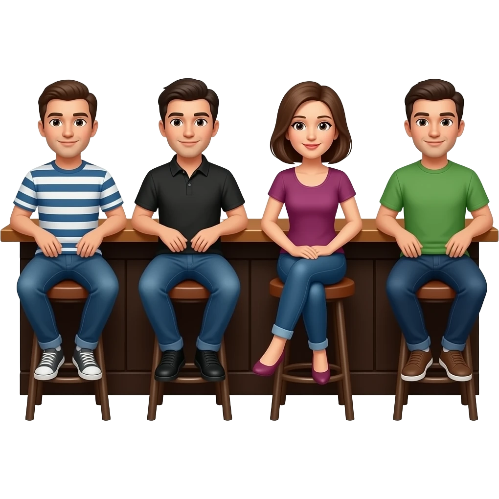 4 guys sitting at a bar emoji