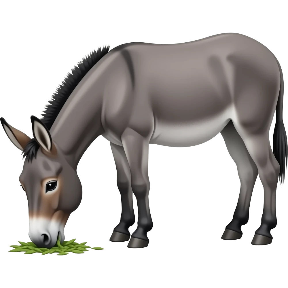 Cartoon grey mule eating emoji