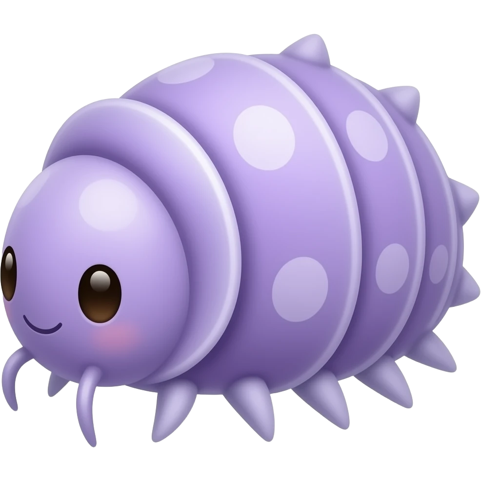 lavender isopod white spotted, oval cute emoji