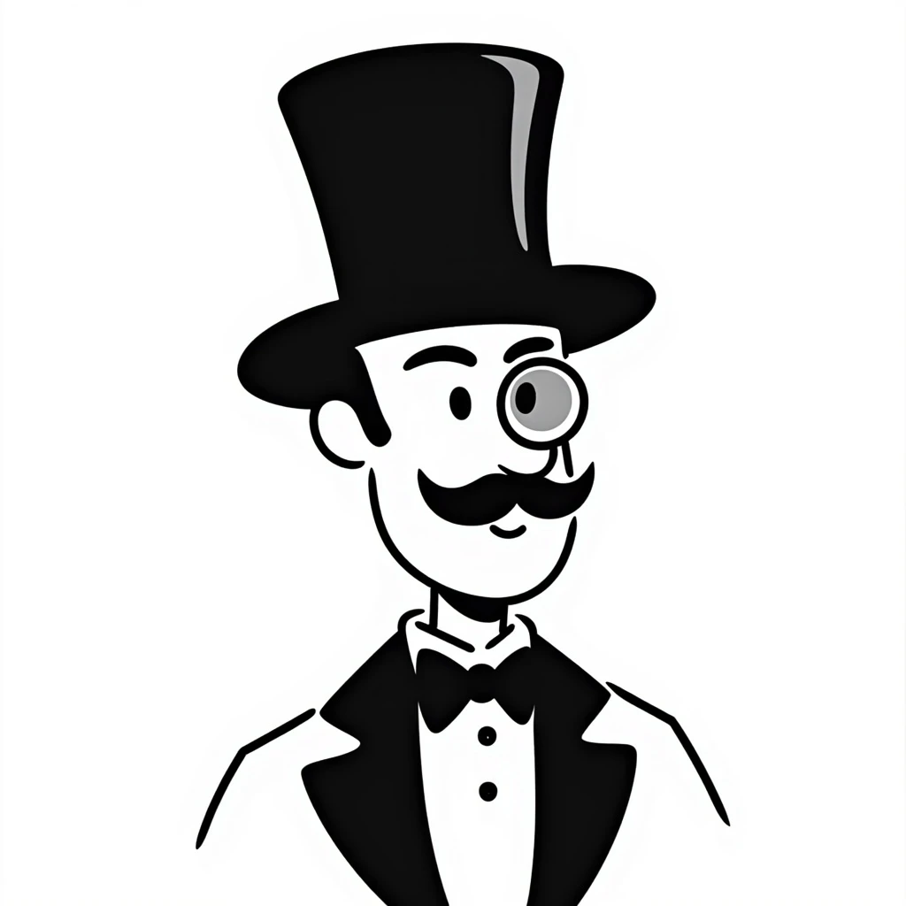 a man with a mustache, wearing a top hat and a monocle emoji