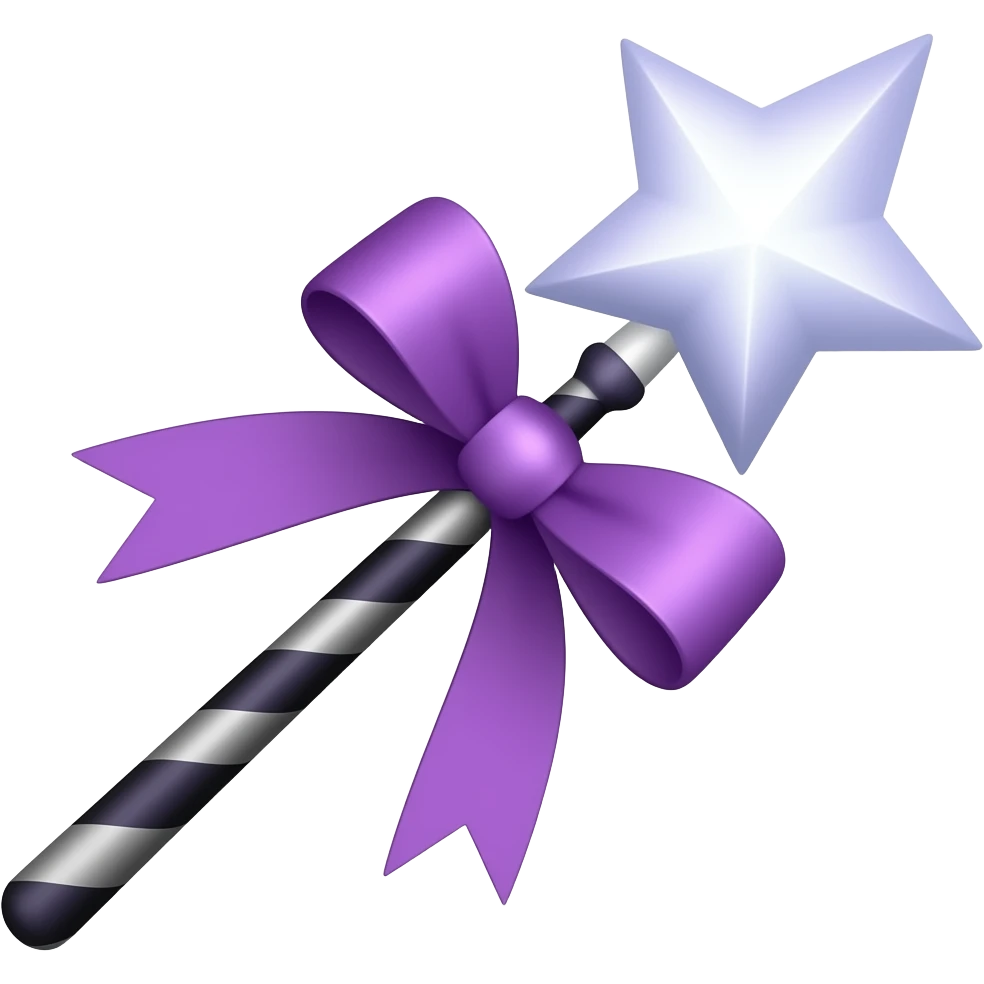 Purple ribboned magic wand emoji