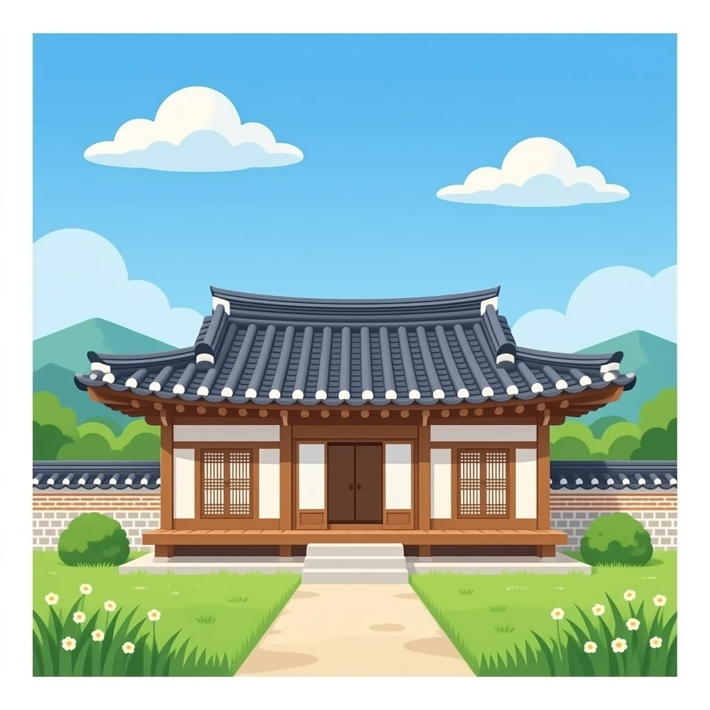 korean traditional house without sky and grass emoji
