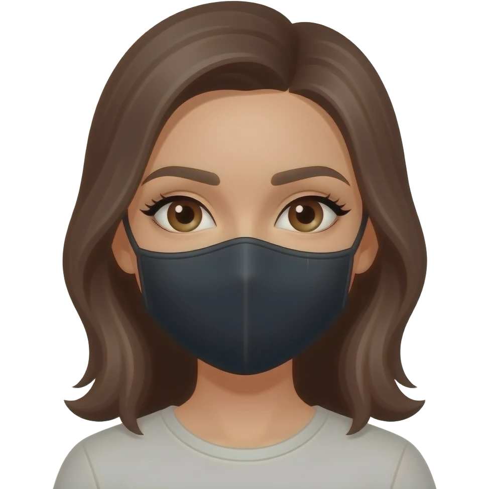 Mujer de tes morena clara , ojos cafes , cejas y pestañas con pasamontañas negro que solo se vean sus ojos y cejas emoji