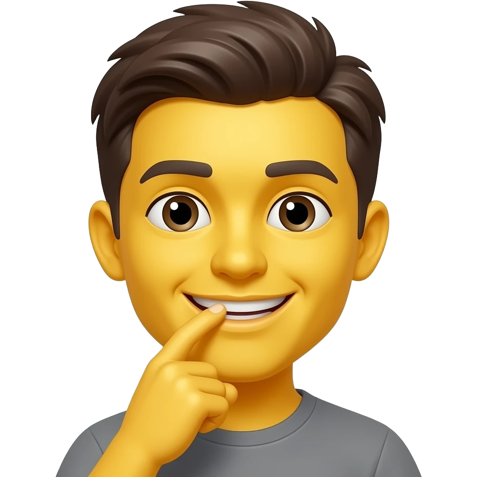 Yellow emoji face Genz finger bite trend as an emoji emoji