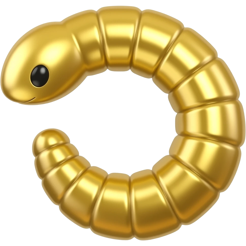 Realistic Shiny Gold Earthworm no face emoji