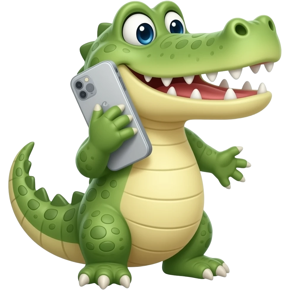 Crocodile Using Phone emoji