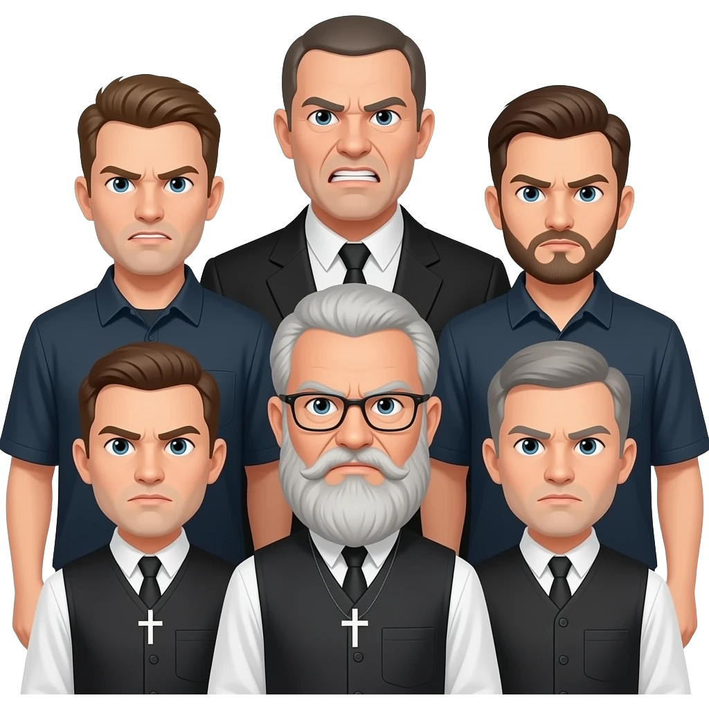 protestantes enfadados en grupo e emoji